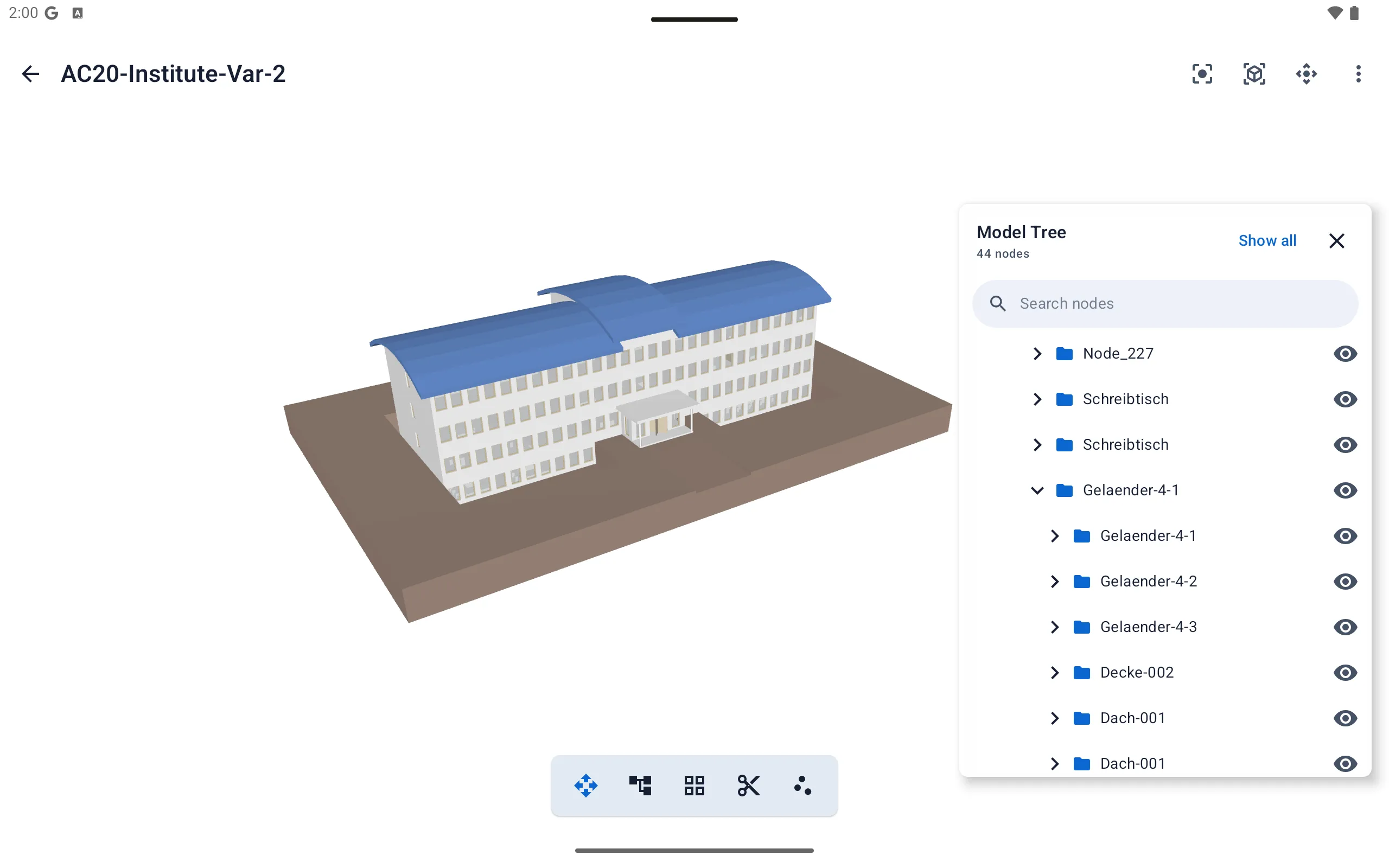 Viewra 3D model tree controls.