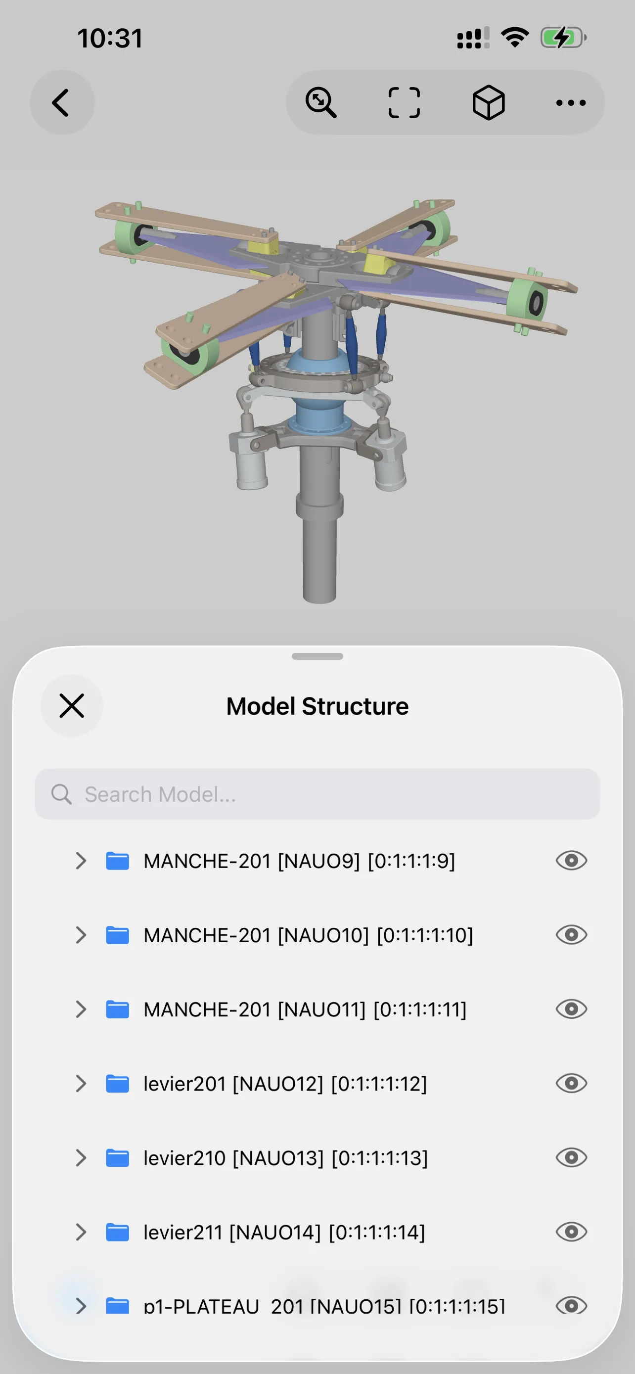 Viewra 3D model tree controls.