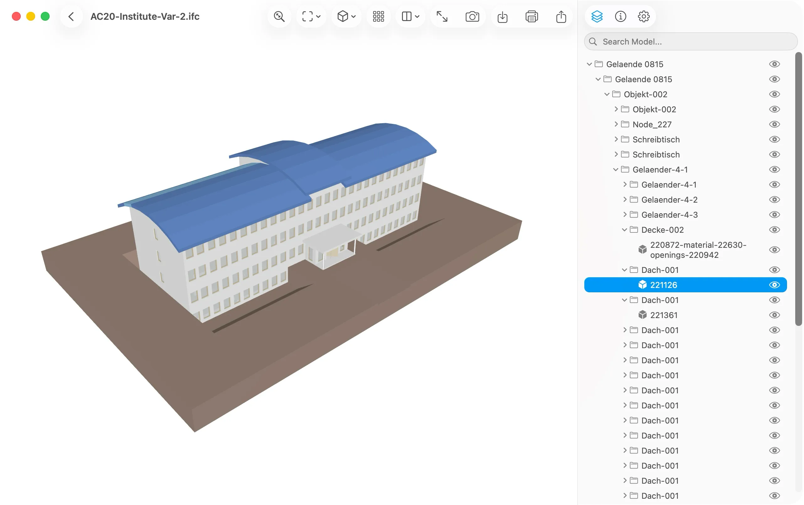Viewra 3D model tree controls.